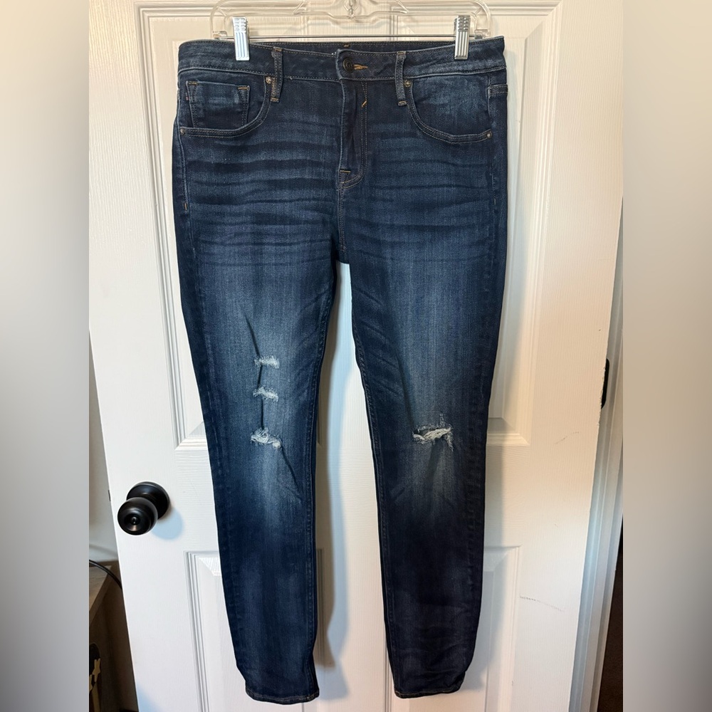Vigoss Women's Dark Blue Distressed Skinny Jeans